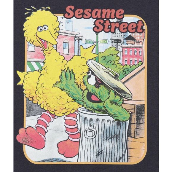 Uniqlo Sesame Street Big Bird Oscar the Grouch UT Graphic T-Shirt in Dark Gray - Picture 2 of 9